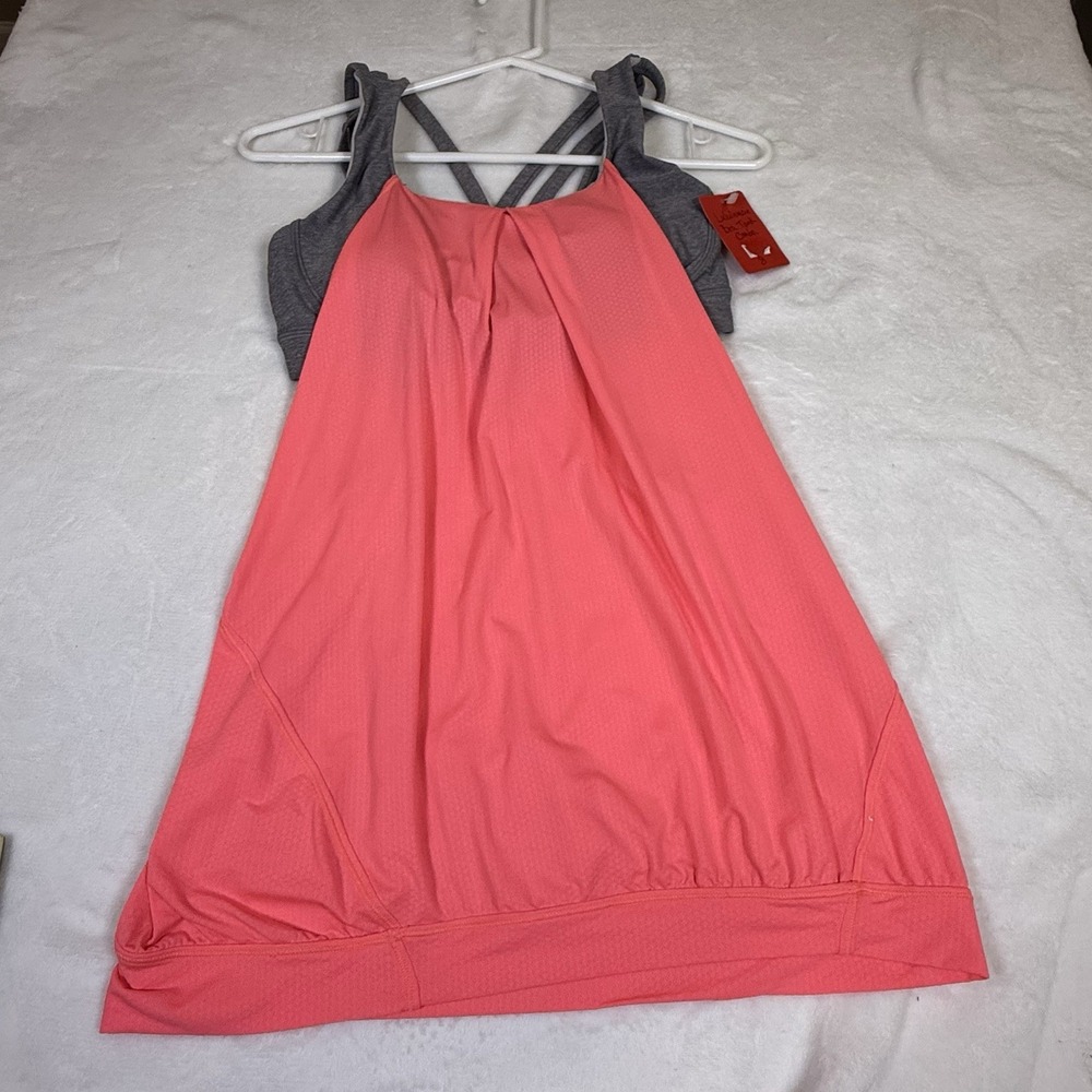 Lululemon Womens Size 8 Tank Top Sports Bra Combo Coral Pink Gray Strappy Yoga